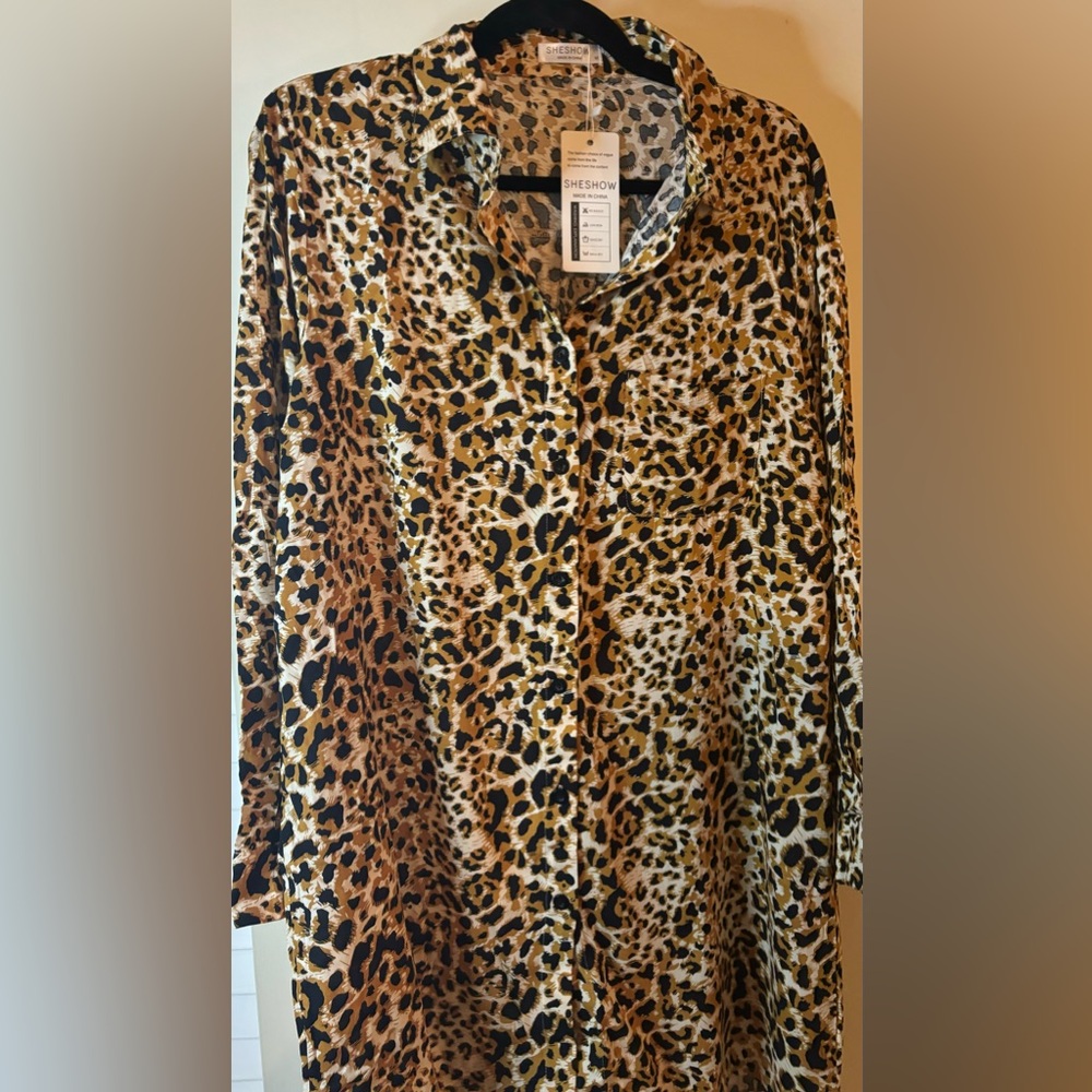 Leopard Print Swimsuit Coverup-Size Medium